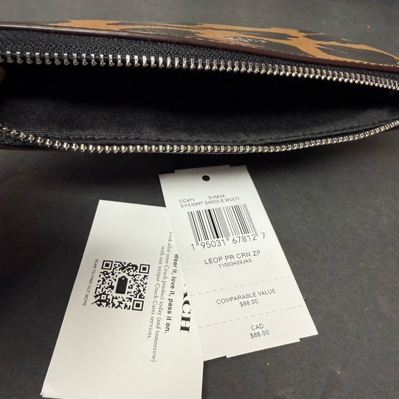 Coach Tan and Black Animal Print Wristlet - Picture 5 of 7